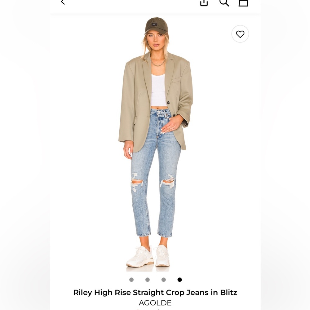 AGOLDE Riley High Rise Straight Crop Jeans Size 27 Distressed Light Wash